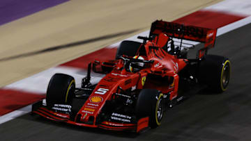 BAHRAIN, BAHRAIN - MARCH 29: Sebastian Vettel of Germany driving the (5) Scuderia Ferrari SF90 on track during practice for the F1 Grand Prix of Bahrain at Bahrain International Circuit on March 29, 2019 in Bahrain, Bahrain. (Photo by Charles Coates/Getty Images)