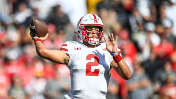BOULDER, CO - SEPTEMBER 7: Quarterback Adrian Martinez #2 of the Nebraska Cornhuskers passes against the Colorado Buffaloes in the fourth quarter of a game at Folsom Field on September 7, 2019 in Boulder, Colorado. (Photo by Dustin Bradford/Getty Images)