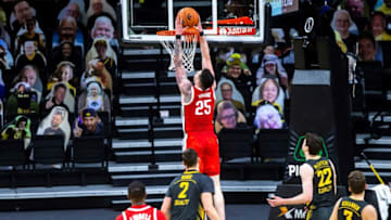Ohio State forward Kyle Young (25) dunks the ball during a NCAA Big Ten Conference men's basketball game, Thursday, Feb. 4, 2021, at Carver-Hawkeye Arena in Iowa City, Iowa.210204 Ohio St Iowa Mbb 025 Jpg