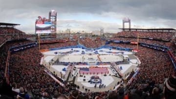 Jan 2, 2012; Philadelphia, PA, USA; A general view during the playing of the national anthem before the 2012 Winter Classic between the Philadelphia Flyers and New York Rangers at Citizens Bank Park. Mandatory Credit: Eric Hartline-USA TODAY Sports