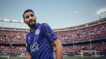 MADRID, SPAIN - APRIL 12: [EDITORS NOTE: THIS IMAGE WAS PROCESSED USING DIGITAL FILTERS] Riyad Mahrez looks on during the UEFA Champions League Quarter Final first leg match between Club Atletico de Madrid and Leicester City at Vicente Calderon Stadium on April 12, 2017 in Madrid, Spain. (Photo by Michael Regan/Getty Images)