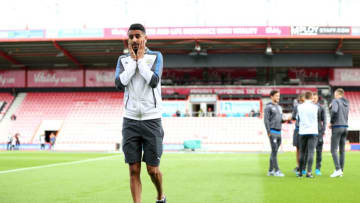 BOURNEMOUTH, ENGLAND - SEPTEMBER 30: Riyad Mahrez of Leicester City takes a look around the pitch prior to the Premier League match between AFC Bournemouth and Leicester City at Vitality Stadium on September 30, 2017 in Bournemouth, England. (Photo by Michael Steele/Getty Images)