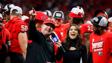 ATLANTA, GA - DECEMBER 03: Head coach Kirby Smart of the Georgia Bulldogs acknowledges fans after the 50-30 victory over the LSU Tigers in the SEC Championship game at Mercedes-Benz Stadium on December 3, 2022 in Atlanta, Georgia. (Photo by Todd Kirkland/Getty Images)