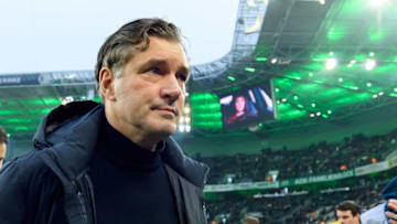 MOENCHENGLADBACH, GERMANY - MARCH 07: (BILD ZEITUNG OUT) sporting director Michael Zorc of Borussia Dortmund looks on prior to the Bundesliga match between Borussia Moenchengladbach and Borussia Dortmund at Borussia-Park on March 7, 2020 in Moenchengladbach, Germany. (Photo by Alex Gottschalk/DeFodi Images via Getty Images)