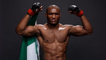 ST. LOUIS, MO - JANUARY 14: Kamaru Usman of Nigeria poses for a post fight portrait backstage during the UFC Fight Night event inside the Scottrade Center on January 14, 2018 in St. Louis, Missouri. (Photo by Mike Roach/Zuffa LLC/Zuffa LLC via Getty Images)