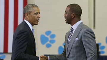 Chris Paul, with former President Barack Obama, OKC Thunder (Photo by Mark Wilson/Getty Images)