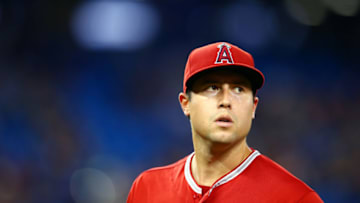 TORONTO, ON - JUNE 18: Tyler Skaggs #45 of the Los Angeles Angels of Anaheim leaves the field during a pitching change in the eighth inning during a MLB game against the Toronto Blue Jays at Rogers Centre on June 18, 2019 in Toronto, Canada. (Photo by Vaughn Ridley/Getty Images)