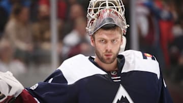 DENVER, CO - JANUARY 12: Goaltender Semyon Varlamov