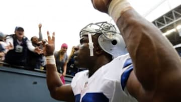 Oct 12, 2014; Seattle, WA, USA; Dallas Cowboys running back DeMarco Murray (29) walks back to the locker room following a 26-20 Dallas victory against the Seattle Seahawks at CenturyLink Field. Mandatory Credit: Joe Nicholson-USA TODAY Sports