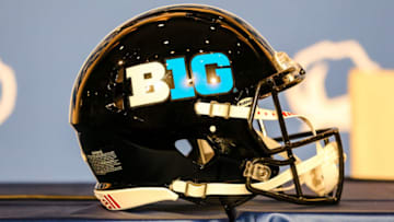 ARLINGTON, TX - DECEMBER 31: A BIG10 helmet sits on the table during the press conference on December 31, 2016 at the AT