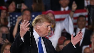MIAMI, FLORIDA - FEBRUARY 18: President Donald Trump speaks during a rally at Florida International University on February 18, 2019 in Miami, Florida. President Trump spoke about the ongoing crisis in Venezuela. (Photo by Joe Raedle/Getty Images)