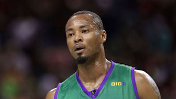 SEATTLE, WA - AUGUST 20: Rashard Lewis #9 of the 3 Headed Monsters looks on in the game against the Power in week nine of the BIG3 three-on-three basketball league at KeyArena on August 20, 2017 in Seattle, Washington. (Photo by Christian Petersen/BIG3/Getty Images)