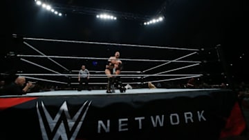 Wrestlers The Miz and Dolph Ziggler fight during a show at the AccorHotels Arena in Paris, as part of the WrestleMania Revenge Tour, the World Wrestling Entertainment (WWE) European tour, on April 22, 2016. / AFP / THOMAS SAMSON (Photo credit should read THOMAS SAMSON/AFP/Getty Images)