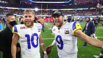 Los Angeles Rams wide receiver Cooper Kupp and quarterback Matthew Stafford. (Mark J. Rebilas-USA TODAY Sports)