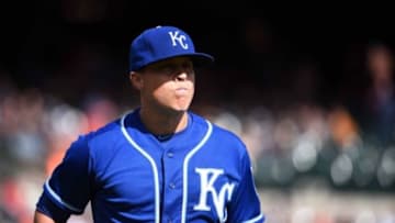 Sep 20, 2015; Detroit, MI, USA; Kansas City Royals relief pitcher Kris Medlen (39) during the game against the Detroit Tigers at Comerica Park. Mandatory Credit: Tim Fuller-USA TODAY Sports