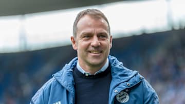 SINSHEIM, GERMANY - FEBRUARY 29: (BILD ZEITUNG OUT) head coach Hansi Flick of FC Bayern Muenchen Looks on prior to the Bundesliga match between TSG 1899 Hoffenheim and FC Bayern Muenchen at PreZero-Arena on February 29, 2020 in Sinsheim, Germany. (Photo by Harry Langer/DeFodi Images via Getty Images)