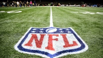 Oct 30, 2016; New Orleans, LA, USA; The NFL logo on the field before the game between the New Orleans Saints and the Seattle Seahawks at the Mercedes-Benz Superdome. Mandatory Credit: Chuck Cook-USA TODAY Sports
