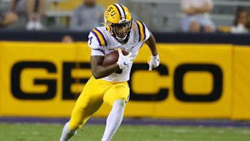 BATON ROUGE, LOUISIANA - OCTOBER 24: John Emery Jr. #4 of the LSU Tigers (Photo by Jonathan Bachman/Getty Images)
