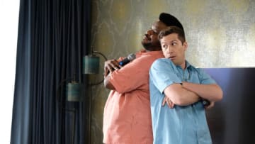 BROOKLYN NINE-NINE -- "The Takeback" Episode 708 -- Pictured: (l-r) Craig Robinson as Doug Judy, Andy Samberg as Jake Peralta -- (Photo by: John P. Fleenor/NBC)