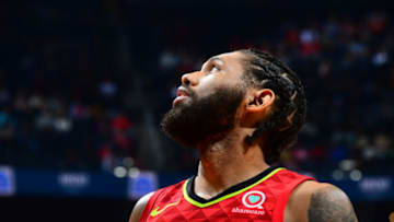 ATLANTA, GA - DECEMBER 27: DeAndre' Bembry #95 of the Atlanta Hawks looks on against the Milwaukee Bucks on December 27, 2019 at State Farm Arena in Atlanta, Georgia. NOTE TO USER: User expressly acknowledges and agrees that, by downloading and/or using this Photograph, user is consenting to the terms and conditions of the Getty Images License Agreement. Mandatory Copyright Notice: Copyright 2019 NBAE (Photo by Scott Cunningham/NBAE via Getty Images)