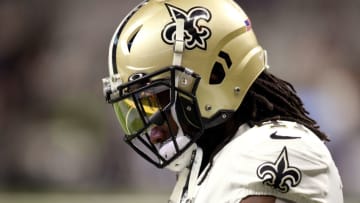 NEW ORLEANS, LOUISIANA - JANUARY 05: Alvin Kamara #41 of the New Orleans Saints warms up during the NFC Wild Card Playoff game against the Minnesota Vikings at Mercedes Benz Superdome on January 05, 2020 in New Orleans, Louisiana. (Photo by Chris Graythen/Getty Images)