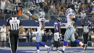 Nov 20, 2016; Arlington, TX, USA; Dallas Cowboys wide receiver Dez Bryant (88) celebrates scoring a touchdown in the fourth quarter against the Baltimore Ravens at AT&T Stadium. Mandatory Credit: Tim Heitman-USA TODAY Sports