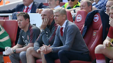LONDON, ENGLAND - APRIL 22: Arsene Wenger, Manager of Arsenal looks on ahead of the Premier League match between Arsenal and West Ham United at Emirates Stadium on April 22, 2018 in London, England. (Photo by Shaun Botterill/Getty Images)