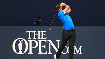 PORTRUSH, NORTHERN IRELAND - JULY 16: Brooks Koepka of the United States plays a shot during a practice round prior to the 148th Open Championship held on the Dunluce Links at Royal Portrush Golf Club on July 16, 2019 in Portrush, United Kingdom. (Photo by Mike Ehrmann/Getty Images)