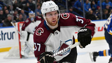 ST. LOUIS, MO - FEBRUARY 08: Colorado Avalanche leftwing J.T. Compher (37) during a NHL game between the Colorado Avalanche and the St. Louis Blues on February 08, 2018, at Scottrade Center, St. Louis, MO. (Photo by Keith Gillett/Icon Sportswire via Getty Images)