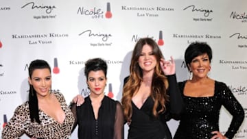 LAS VEGAS, NV - DECEMBER 15: (L-R) Television personalities Kim Kardashian, Kourtney Kardashian, Khloe Kardashian and Kris Jenner arrive at the grand opening of the Kardashian Khaos store at The Mirage Hotel & Casino December 15, 2011 in Las Vegas, Nevada. (Photo by Ethan Miller/Getty Images)
