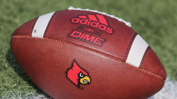 LOUISVILLE, KY - SEPTEMBER 24: A Louisville Cardinals football is seen before the game against the South Florida Bulls at Cardinal Stadium on September 24, 2022 in Louisville, Kentucky. (Photo by Michael Hickey/Getty Images)