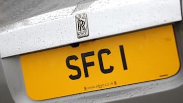 STOKE ON TRENT, ENGLAND - FEBRUARY 06: A personalised number plate on a car ahead of the Barclays Premier League match between Stoke City and Everton at Brittania Stadium on February 06, 2015 in Stoke on Trent, England. (Photo by Jan Kruger/Getty Images)