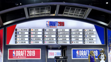 The first round draft board is seen during the 2019 NBA Draft at the Barclays Center (Photo by Sarah Stier/Getty Images)