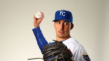 Feb 25, 2016; Surprise, AZ, USA; Kansas City Royals pitcher Kyle Zimmer poses for a portrait during photo day at Surprise Stadium. Mandatory Credit: Mark J. Rebilas-USA TODAY Sports