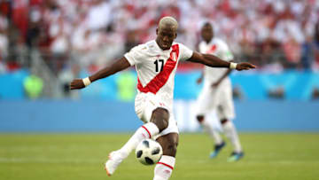 SARANSK, RUSSIA - JUNE 16: Luis Advincula of Peru controls the ball during the 2018 FIFA World Cup Russia group C match between Peru and Denmark at Mordovia Arena on June 16, 2018 in Saransk, Russia. (Photo by Clive Brunskill/Getty Images)