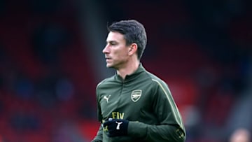 SOUTHAMPTON, ENGLAND - DECEMBER 16: Laurent Koscielny of Arsenal warms up ahead of the Premier League match between Southampton FC and Arsenal FC at St Mary's Stadium on December 16, 2018 in Southampton, United Kingdom. (Photo by Catherine Ivill/Getty Images)