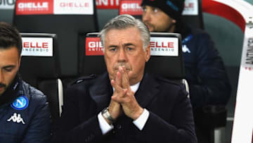 UDINE, ITALY - DECEMBER 07: Carlo Ancelotti head coach of SSC Napoli looks on during the Serie A match between Udinese Calcio and SSC Napoli at Stadio Friuli on December 7, 2019 in Udine, Italy. (Photo by Alessandro Sabattini/Getty Images)