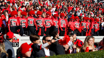 ATHENS, GA - NOVEMBER 20: Georgia Bulldogs fans cheer on the team during the second half against the Charleston Southern Buccaneers at Sanford Stadium on November 20, 2021 in Athens, Georgia. (Photo by Todd Kirkland/Getty Images)