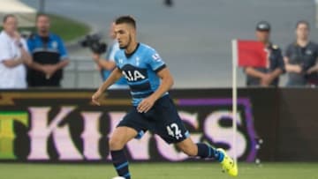 Jul 29, 2015; Denver, CO, USA; Tottenham Hotspur midfielder Nabil Bentaleb (42) during the first half of the 2015 MLS All Star Game against the MLS All Stars at Dick