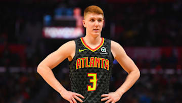 LOS ANGELES, CA - JANUARY 28: Atlanta Hawks Guard Kevin Huerter (3) looks on during a NBA game between the Atlanta Hawks and the Los Angeles Clippers on January 28, 2019 at STAPLES Center in Los Angeles, CA. (Photo by Brian Rothmuller/Icon Sportswire via Getty Images)