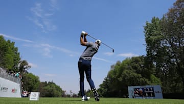 MEXICO CITY, MEXICO - FEBRUARY 24: Dustin Johnson of the United States plays his shot from the first tee during the final round of World Golf Championships-Mexico Championship at Club de Golf Chapultepec on February 24, 2019 in Mexico City, Mexico. (Photo by Hector Vivas/Getty Images)
