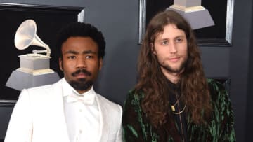 NEW YORK, NY - JANUARY 28: Recording artist Donald Glover aka Childish Gambino (L) and composer Ludwig Goransson attend the 60th Annual GRAMMY Awards at Madison Square Garden on January 28, 2018 in New York City. (Photo by Jamie McCarthy/Getty Images)