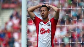 SOUTHAMPTON, ENGLAND - AUGUST 12: Maya Yoshida of Southampton holds his head in his hands in dejected during the Premier League match between Southampton and Swansea City at St Mary's Stadium on August 12, 2017 in Southampton, England. (Photo by Charlie Crowhurst/Getty Images)
