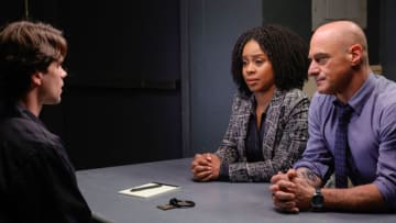 LAW & ORDER: ORGANIZED CRIME -- "Shadowërk" Episode 321 -- Pictured: (l-r) Kendall Slocum as Josh Conklin, Danielle Moné Truitt as Sergeant Ayanna Bell, Christopher Meloni as Detective Elliot Stabler -- (Photo by: Will Hart/NBC)
