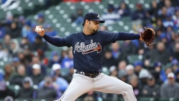 CHICAGO, IL - APRIL 13: Starting piutcher Anibal Sanchez #19 of the Atlanta Braves delivers the ball against the Chicago Cubs at Wrigley Field on April 13, 2018 in Chicago, Illinois. (Photo by Jonathan Daniel/Getty Images)