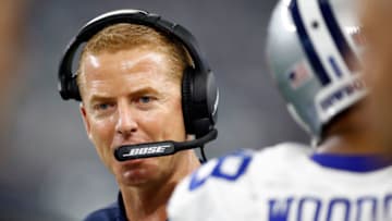 ARLINGTON, TX - OCTOBER 14: Head coach Jason Garrett of the Dallas Cowboys stands on the sidelines in the first quarter of a game against the Jacksonville Jaguars at AT&T Stadium on October 14, 2018 in Arlington, Texas. (Photo by Wesley Hitt/Getty Images)
