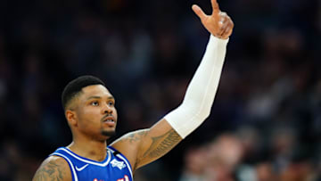 SACRAMENTO, CALIFORNIA - FEBRUARY 20: Kent Bazemore #26 of the Sacramento Kings reacts to a play during the first half against the Memphis Grizzlies at Golden 1 Center on February 20, 2020 in Sacramento, California. NOTE TO USER: User expressly acknowledges and agrees that, by downloading and/or using this photograph, user is consenting to the terms and conditions of the Getty Images License Agreement. (Photo by Daniel Shirey/Getty Images)