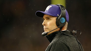SEATTLE, WA - NOVEMBER 04: Head coach Chris Petersen of the Washington Huskies looks on against the Oregon Ducks at Husky Stadium on November 4, 2017 in Seattle, Washington. (Photo by Otto Greule Jr/Getty Images)
