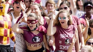 Sep 10, 2016; Tallahassee, FL, USA; Florida State Seminoles fans cheer prior to the game against Charleston Southern at Doak Campbell Stadium. Mandatory Credit: Glenn Beil-USA TODAY Sports