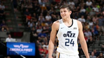 SALT LAKE CITY, UT - JULY 5: Grayson Allen #24 of the Utah Jazz looks on during the game against the Atlanta Hawks on July 5, 2018 at Vivint Smart Home Arena in Salt Lake City, Utah. Copyright 2018 NBAE (Photo by Melissa Majchrzak/NBAE via Getty Images)